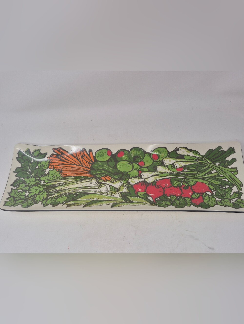 Vintage Stotter Vegetable Serving Tray Melamine Colorful Veggies